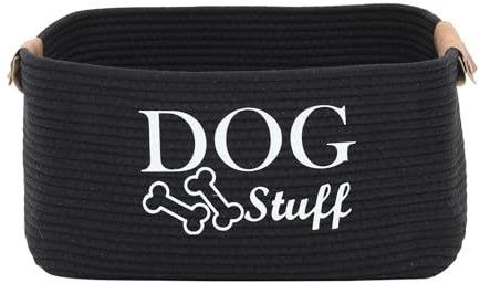 Durable Cotton rope dog toy storage, large dog bin, pet bed, puppy toy box - Perfect for organizing pet toys, blankets, leashes, clothing and any doggie stuff - Black
