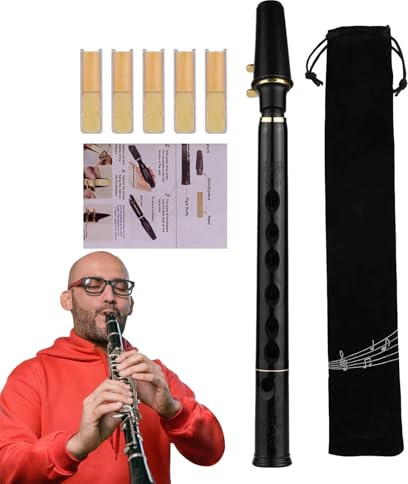 Pocket Sax, Reise Sax 8-Loch-C-Schlüsselsaxophon | Üben Sie das Werkzeug für Musiker und Anfänger, Holzblaseninstrumente mit Schilf und Tragetasche