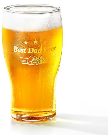 TOONGEEN Birthday Gifts for Dad, Beer Glass Dad Gift from Daughter Son, Fathers Day Gift Ideas, 19Oz Large Capacity Pint Glasses Present for Dads, Christmas, 560ml