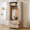 Wiuzo Kleiderschrank 70 * 40 * 170cm, Doppeltüren-Design, mit Schubladen und Ablagefächern (holzfarbe+weiß)