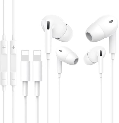 2 Pack Auriculares para iPhone [Certificados M-FI] Auriculares Internos con Micrófono y Control de Volumen, Auriculare Compatible con 14 Plus Pro Max/13/13 Pro Max/12/12 Pro/11/SE/XR/X/XS Max/8/7