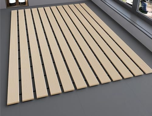 YHXAIQ Tapis de Douche Antidérapant Anti-Moisissures & Caillebotis Douche, Drainage Rapide en Polyester/Caoutchouc, pour Baignoire/Salle de Bain Moderne/Spa(Beige,61 x 90 cm)