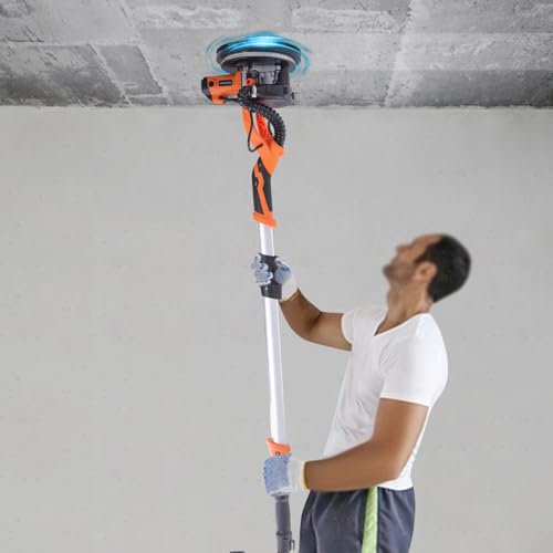 Apriltop 850W Trockenbau Schleifmaschine mit 6* Schleifpapieren und 2* Kohlebürsten, Elektrischer Wandschleifer mit LED Licht, Drehzahlbereich 800-1800RPM, Fahrgestell Einstellwinkel 0-90°, Orange