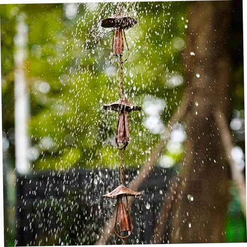 Hemore Mushroom Rain Chains for Gutters, 1.Metal Decorative Rain Chain with Hanging Hook, Outdoor Rainchains for Garden Patio Decorations