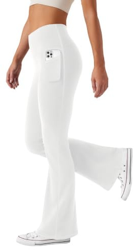 Friptspyg Hosen Damen mit Taschen Schlag Yogahose Hoher Taille Sporthose Elastische Freizeithose