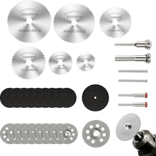 32 Pcs Tool Accessory for Dremel Kit, Tool for Dremel Cutting Discs for Metal and Wood, Includes Diamond Cutting Wheels, HSS Circular Saw Blades, Resin Cutting Discs, for DIY and Professional Use
