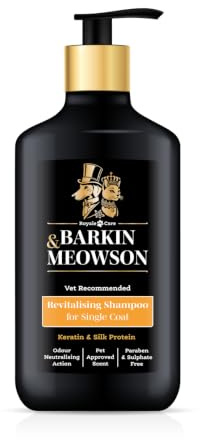 Barkin & Meowson Single Coat Revitalising Dog Shampoo, 350ml | Vitamin B3 & Wheat Germ Oil gently exfoliate to reduce shedding, hydrate & restore coat shine. Vet recommended
