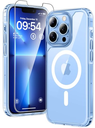 TAURI Cover Magnetica per iPhone 13 Pro Max, Trasparente | con Pellicola in Vetro Temperato,Compatibile con MagSafe,Magnetica Custodia per Sottile Anticaduta