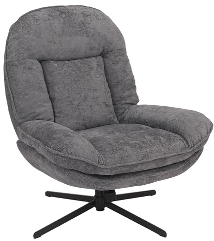 Mendler Relaxsessel HWC-P32 Metall - grau | Fernsehsessel, Nosagfederung, Polstersessel, drehbar Stoff/Textil, Chenille (370, g/m²)