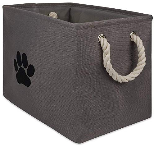 Bone Dry Paw Print Collapsible Polyester Pet Storage Bin, Rectangle Medium - 16 x 10 x 12, Paw Print Gray