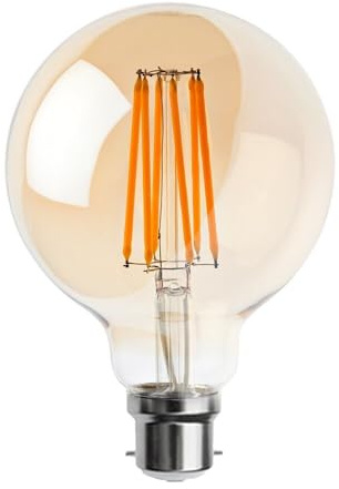 LEDSone LEDSoneVintage 8W LED Filament G95 Light Bulbs Bayonet B22, 2700K Warm White dimmable Energy Saving Bulbs for Chandelier, Ceiling Fittings (G95, 8W)