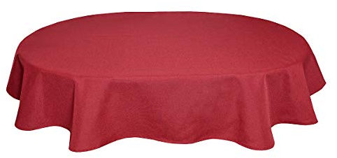 Tischdecke Leinenoptik Leinen Lotuseffekt Wasserabweisend Lotus Oval 160x220 cm Rot