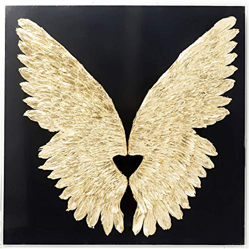 Kare Design Wandschmuck Wings Gold/Schwarz, Dekoflügel, Engelsflügel, Modern, Wohnzimmer, Schlafzimmer, Flur, 120x120x8cm (H/B/T)