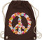 Turnbeutel Rucksack - Sprüche Statement - Peace Flower Power Hippie Peace Zeichen I Friedenszeichen I 90er I 70er - Unisize - Braun - festival turnsack mit aufschrift 90s beutel sportbeutel retro