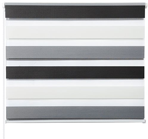 Doppelrollo ohne Bohren Klemmfix, Duo Rollo Seitenzugrollo mit Klämmträgern, Sicht und Sonnenschutz für Fenster Tür Wand, lichtdurchlässig u. Verdunkelnd (Weiß+Grau+Anthrazit, 90 x 150 cm)