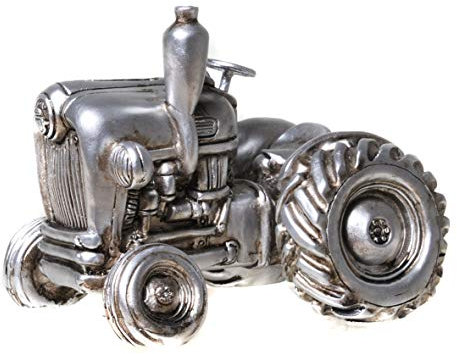 UDO Schmidt 89235 Spardose Traktor Antik Silber Auto Sparschwein Figur