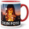 PR Print Royal Foto-Tasse zum selbst gestalten mit Foto und Text/mit individuellen Druck in Profiqualität/Personalisierte Geschenk-Idee mit Bild/Rot