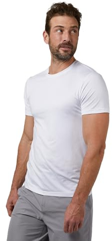 32 Degrees Mens Cool Quick Dry Active Basic Crew T-Shirt, White, Medium