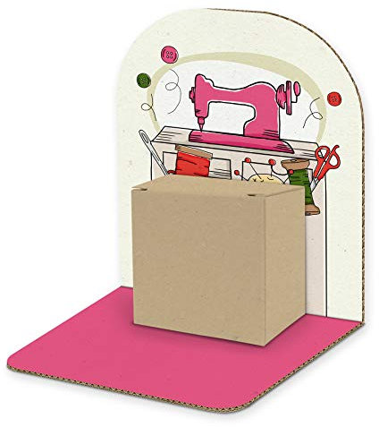 itenga Geldgeschenk Nähen I Motiv Nähmaschine I Mitbringsel I Gutschein I Geschenkverpackung zum Aufstellen inkl. Geschenkbox