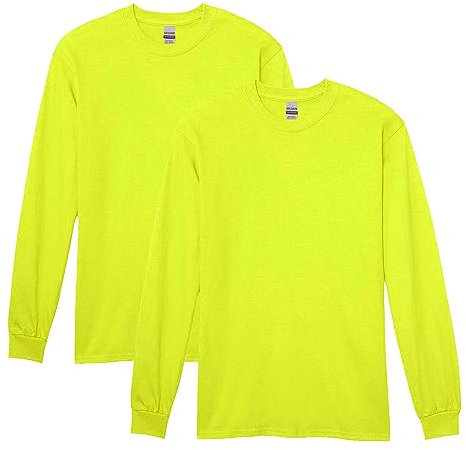 Gildan Unisex's Heavy Cotton Long Sleeve T-Shirt, Style G5400, 2-Pack, Safety Green, XL (Pack of 2)
