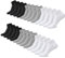 FALARY Sneaker Socken Herren 43-46 Damen Sneakersocken 12 Paar Kurze Halbsocken Baumwolle Schwarz und Weiß grau