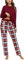Uniexcosm Pyjama Femme Coton Long Ensembles de Femme Hiver Carreaux Col Ronde Manches Longues Pyjama pour Femme avec Poches Latérales Vin Rouge S