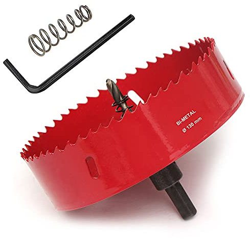 SagaSave 130MM Sega a tazza bimetallica HSS con foratrice a foro, taglierina per fori in acciaio inox, metallo, legno, plastica, cartongesso, fibra di legno, 1 pezzo