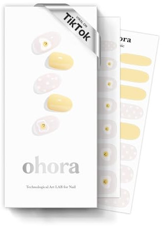 ohora Semi Cured Gel Nail Strips (N Egg & Fry) - Works with Any UV Lamps, Salon-Quality, Long Lasting, Includes 2 Prep Pads, Nail File & Wooden Stick