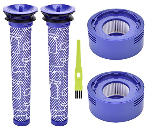 Filtro V8 per aspirapolvere senza fili Dyson V7 V8 SV10 Animal Absolute Motorhead, 2 filtri pre-motore e 2 filtri HEPA di ricambio, confronta con le parti # 965661-01 e 967478-01