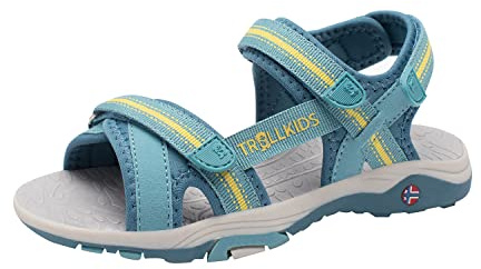 Trollkids Girls Preikestolen Sandal, 30/30 Kinder, glac.Green/Lemon