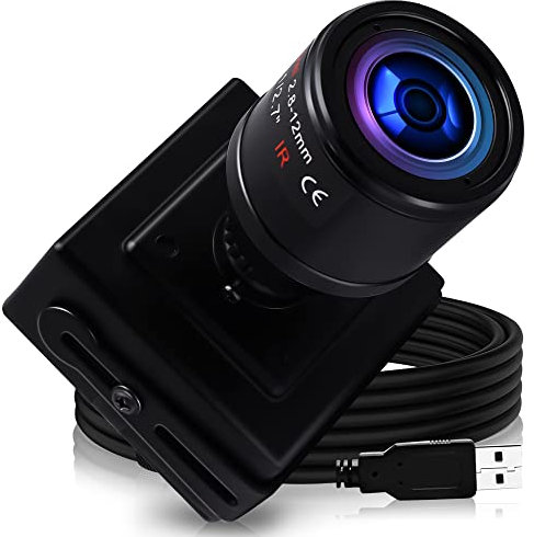 G Varifokal objektiv USB Kamera Full HD 1080P USB Webcam Minikamera, 2MP High Speed@100 fps USB mit Kamera,USB2.0 Webkameras,Plug&Play,2.8-12mm Varifokal USB Kamera mit UVC für Android Linux Windows