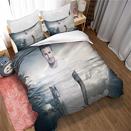 CHAOSE Weltfußballer Star David Beckham Bettwäsche-Set, Bettbezug Aus 100% Baumwolle, Kissenbezug, Weich Und Bequem, Für Jungen Und Mädchen (DB 06,135 x 200 cm)