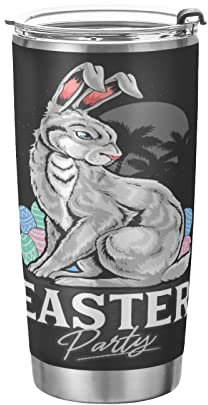 KAAVIYO Osterhase Eierhase Sport Wasserflasche Edelstahl Trinkflasche Thermoflasche Auslaufsichere Flasche mit Stroh für Auto Jungen Mädchen
