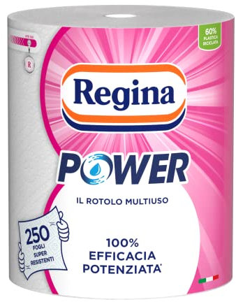 Regina Power Carta Multiuso, 1 Rotolo da 250 Fogli a 2 Veli, Ottimo per la Pulizia di ogni Superficie, Confezione riciclabile, Carta 100% certificata FSC