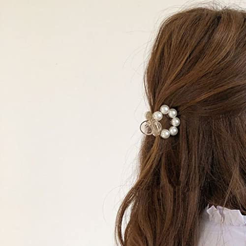 Wendalern Boho Pinces à cheveux en perles Pinces à mâchoires de cheveux en perles vintage Petite pince à cheveux en épingle à cheveux de mariage Barrette en épingle à cheveux perle