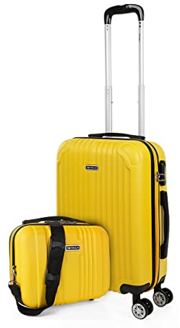 ITACA - Trolley Handgepäck Cabin Trolley Koffer Reisekoffer Hartschalenkoffer mit Zahlenschloss - Kabinengepäckgröße 55x40x20, Gelb