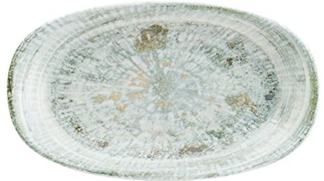 Bonna 2x Odette Olive Gourmet Platte oval 24x14cm 3,5cm hoch Grün Weiß Porzellan ODTOLGRM24OKY Servierplatten Speiseteller Essteller Geschirr
