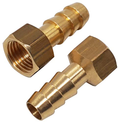 SKIR'CO Lot de 2 raccords cannelés femelles en laiton 1/4 x 10 mm, adaptateur de tuyau cannelé, connecteur de tuyau à queue BSP