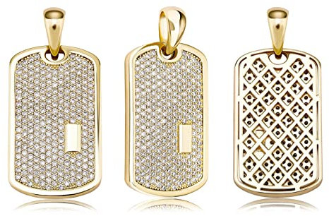 Männer Hängender Tag Anhänger DIY Gravierte Dog Tag Halskette Full Bling Iced Out Cubic Micro Paved CZ Hochzeitsfeier Geschenk,Gold