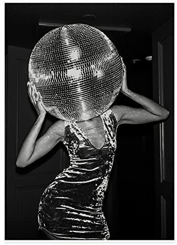 Poster für Zimmer Ästhetisch 70er Jahre Lustige Disco Schwarz und Weiß Leinwand Kunstdrucke Trendy Retro Party Wanddekoration Poster für Wohnzimmer Bar Wagen 30,5 x 40,6 cm ungerahmt