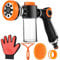Upgrade Dog Washing Hose Attachment, 8 Spray Patterns PupJet Dog Wash with 3.5oz 100cc Soap Dispenser, Dog Washing Gloves, Dog Bath Brush, Suitable for Watering Plant, Patio, Cleaning, Showering Pet