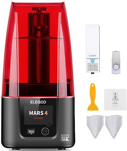 ELEGOO Mars 4 Imprimante 3D, 9K Monochrome 7 Pouces LCD MSLA UV Resine 3D Printer avec Purificateur d'air et Plusieurs Modes d'impression, Plus Grand Taille d'impression 153,36x77,76x175 mm³