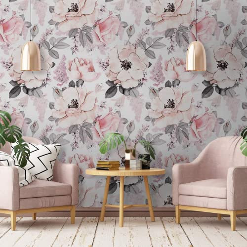 Naturempress Carta Da Parati 3D Moderna Fiori Rosa Acquerello Fotomurali Moda Decorazione da Muro XXL Poster Gigante Design Carta per pareti