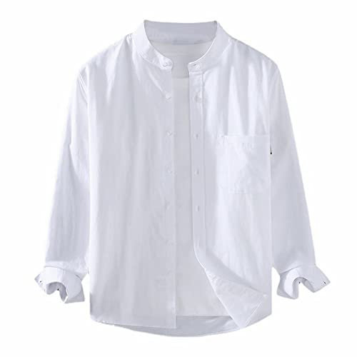 LAOSU Hommes Chemises Manches Longues Classique,Chemise Homme Col Rond,Chemise Habillée,Chemise Hawaïenne Vintage,Chemise À Plastron Homme,Chemises Oxford