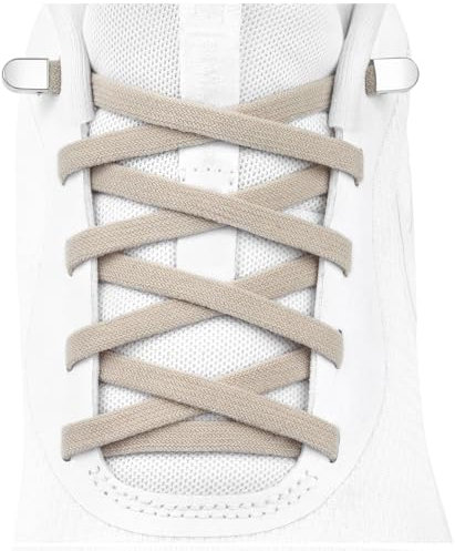 Stepace 2 pares de cordones elásticos sin atar para niños y adultos, cordones de zapatos Ajustables elásticos planos Para Zapatos y Zapatillas Caqui 120