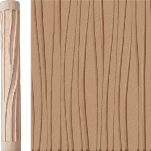 CRASPIRE Asta per Stampa su Ceramica Mattarello A Strisce Strumento per Ceramica Domestica Rullo per Ceramica in Argilla Timbri per Ceramica Strumento per Goffratura in Legno Rulli per Texture