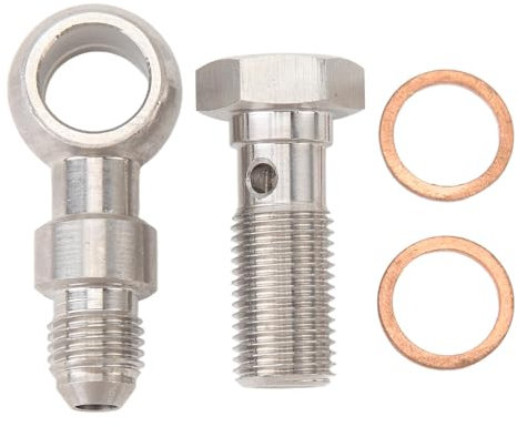 Raccordo Banjo Per Tubo Freno, Bullone Banjo Singolo, Banjo Alimentazione Olio Turbo Cuscinetto Ad Alto Carico in Acciaio Inossidabile da 4an a M12x1,25 Mm Kit Bulloni Banjo con Foro da 4,2 Mm