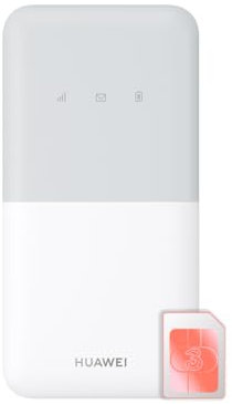 Huawei E5586, CAT 4, Portable 4G Low-Cost Travel Wi-Fi, Roams on all World Networks, Genuine UK Warranty Stock, Includes pre-loaded 12GB data SIM by Three – White