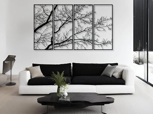 VAILLA ® Baum des Lebens Wanddeko, Wandbild aus Holz, Wand deko in Schwarz Gold, Home Wall Art Dekoration, Wandaufkleber 3D, Moderne Deko, Bilder für Zuhause Büro Schlafzimmer, Wohnzimmer (Baum 8)