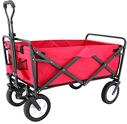 CRBUDY Zusammenklappbarer Mehrzweckwagen, robuster Strand-/Gartenwagen mit Teleskopgriff, kompakte Schubkarren für den Außenbereich